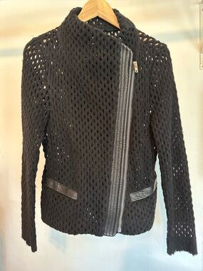 IRO Black Open-Knit Mesh Coat